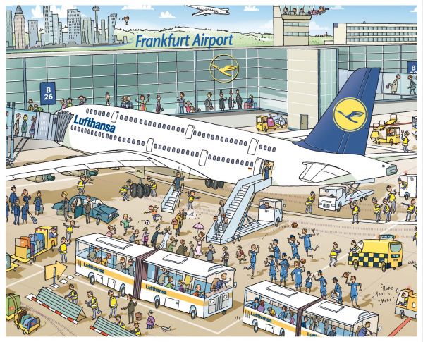 Wimmelbild Frankfurter Flughafen Online-Spiel